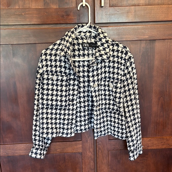 Zara Monochrome Houndstooth Blazer - Picture 1 of 3